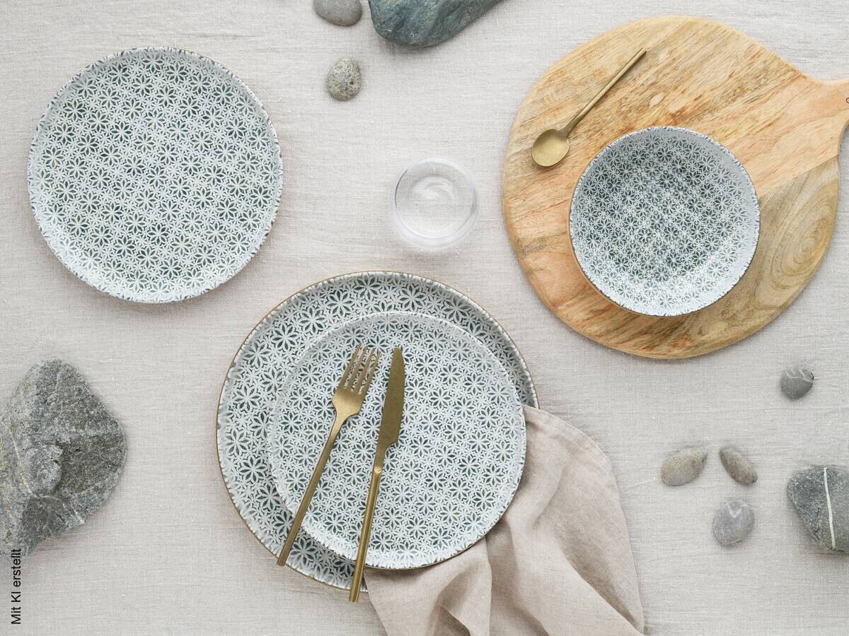 CreaTable Tafelservice Uno Emiliana grau Steinzeug 12 tlg.