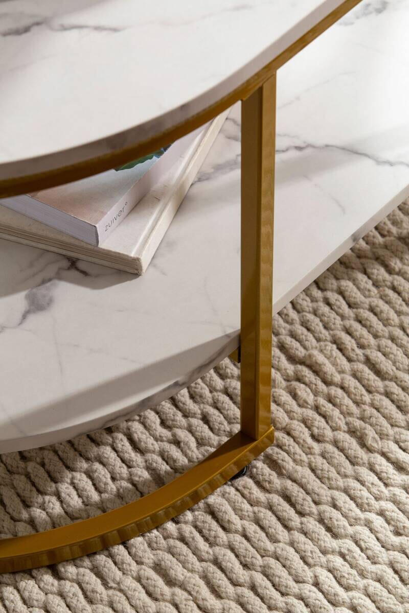 Wohnling Couchtisch weiß Marmor B/H/T: ca. 100x45x60 cm