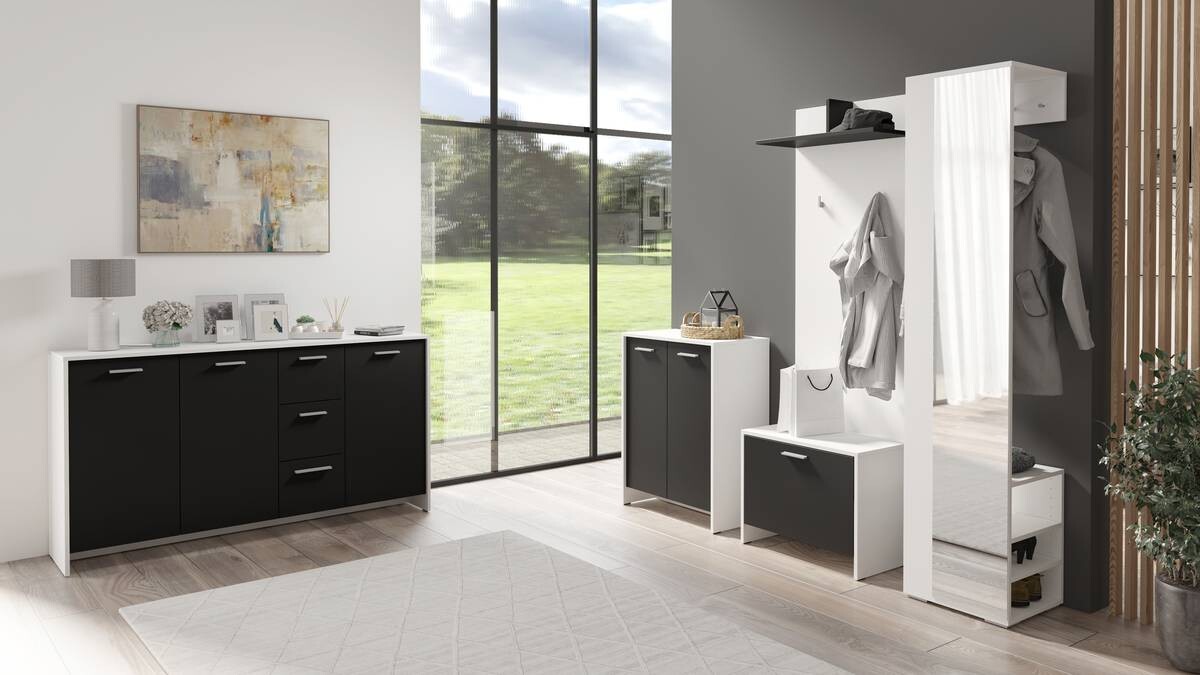 Sitzbank BEN weiß schwarz B/H/T: ca. 60x48x35 cm