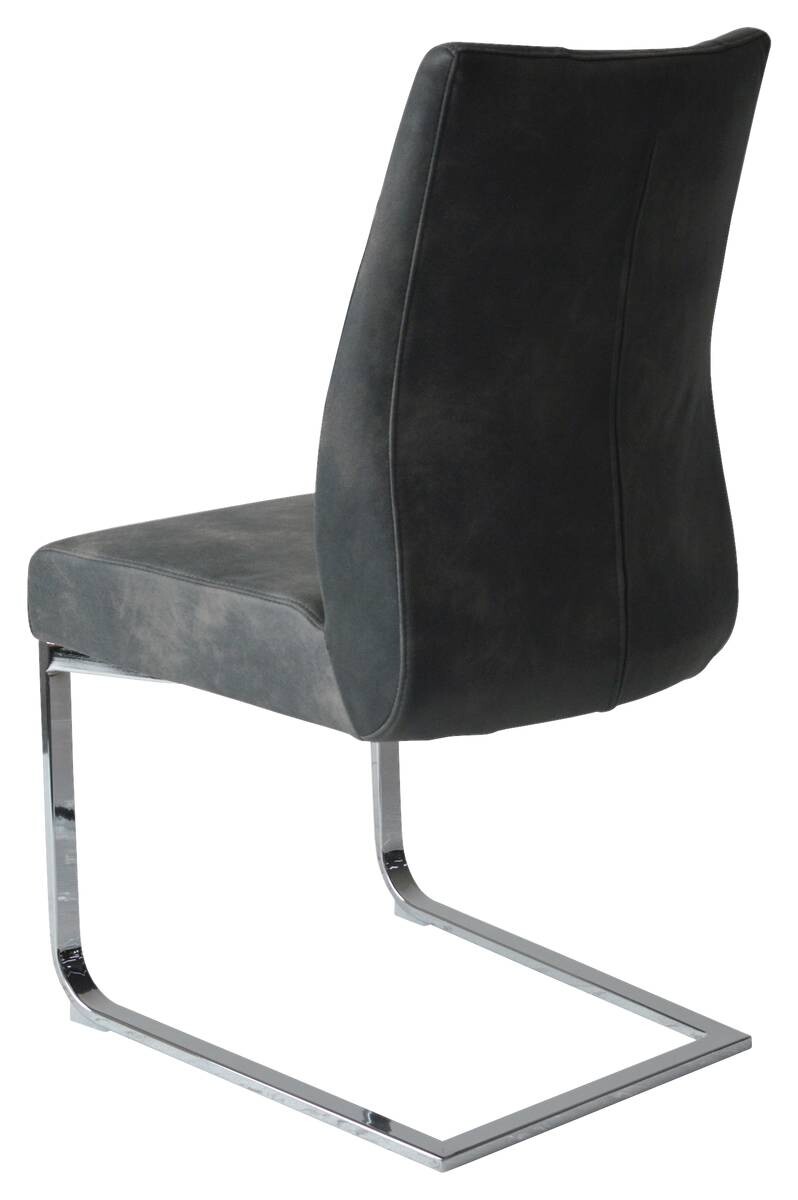 Schwingstuhl MARLEN-XXL 2er-Set anthrazit Vintage Chrom Stoff Metall B/H/T: ca. 72x96x80 cm