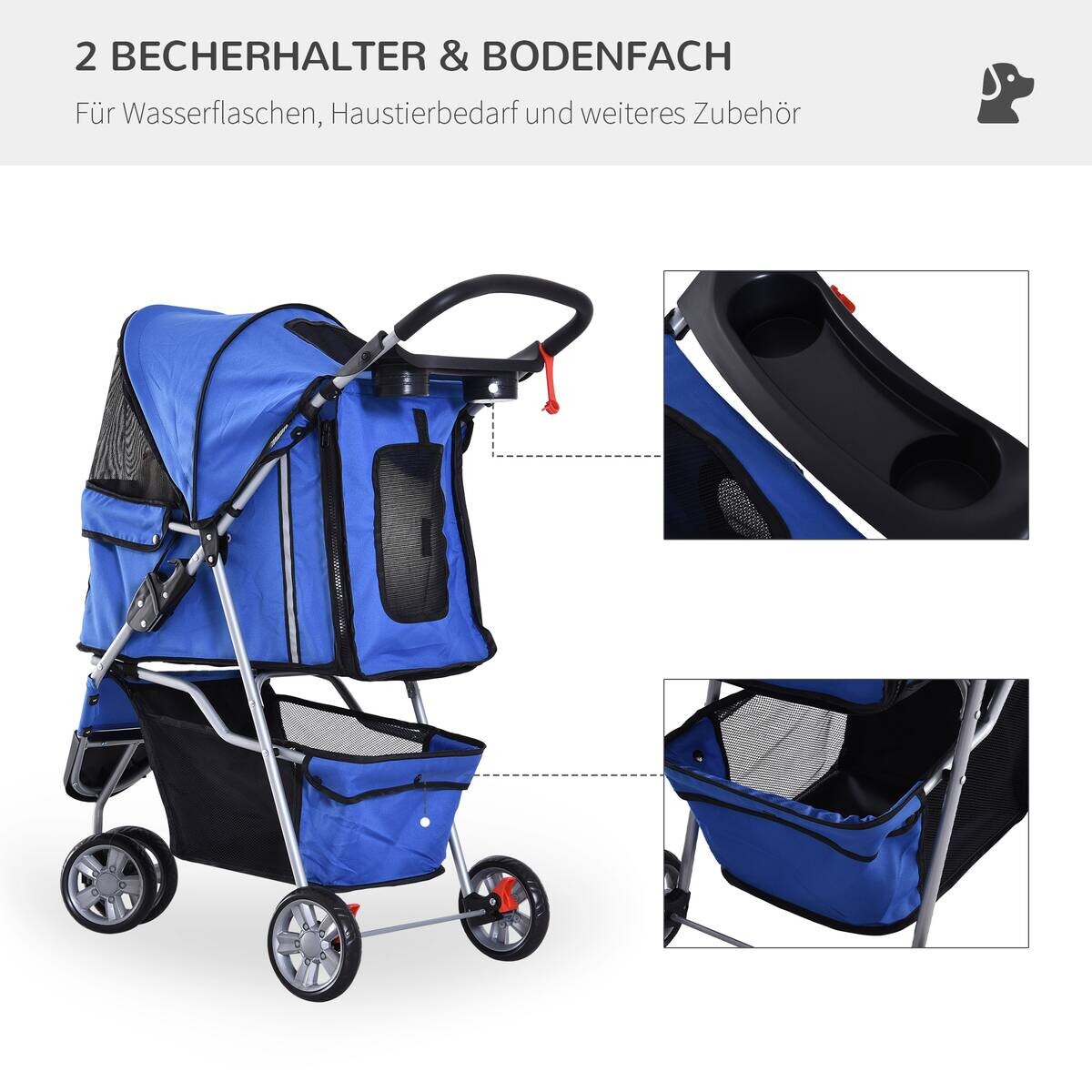 PawHut Hunde-Zubehör blau Nylon B/H/L: ca. 45x75x97 cm