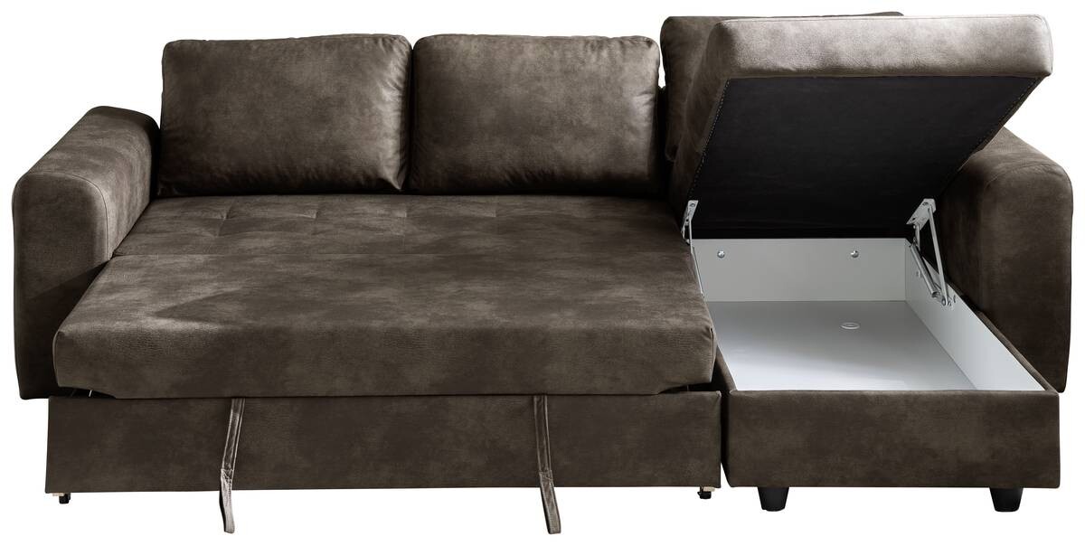 Ecksofa mit Bettfunktion und Bettkasten dunkelbraun B/T: ca. 245x155 cm