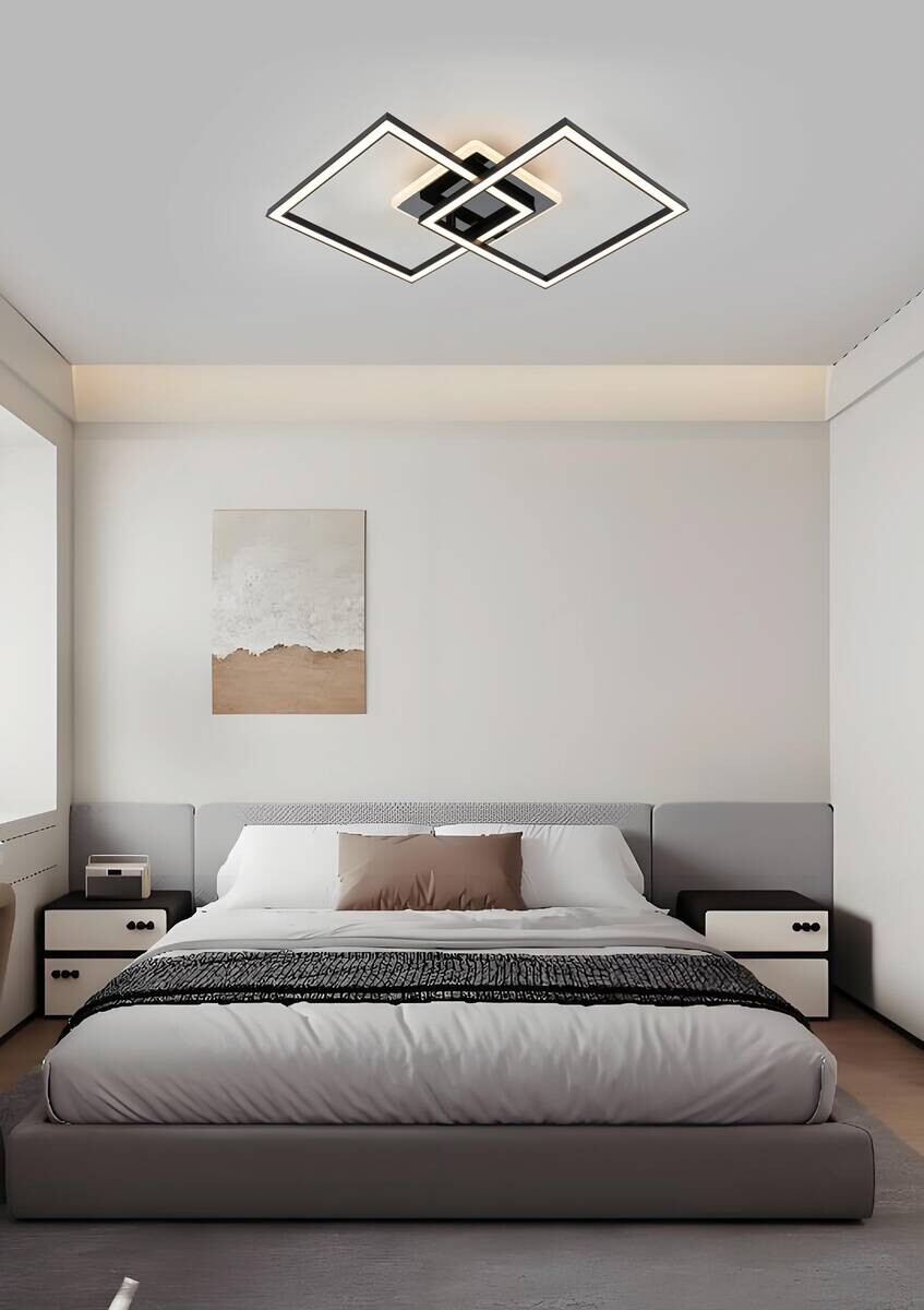 Nolo LED-Deckenleuchte Rhombus schwarz Kunststoff B/H/L: ca. 35x6,5x55 cm