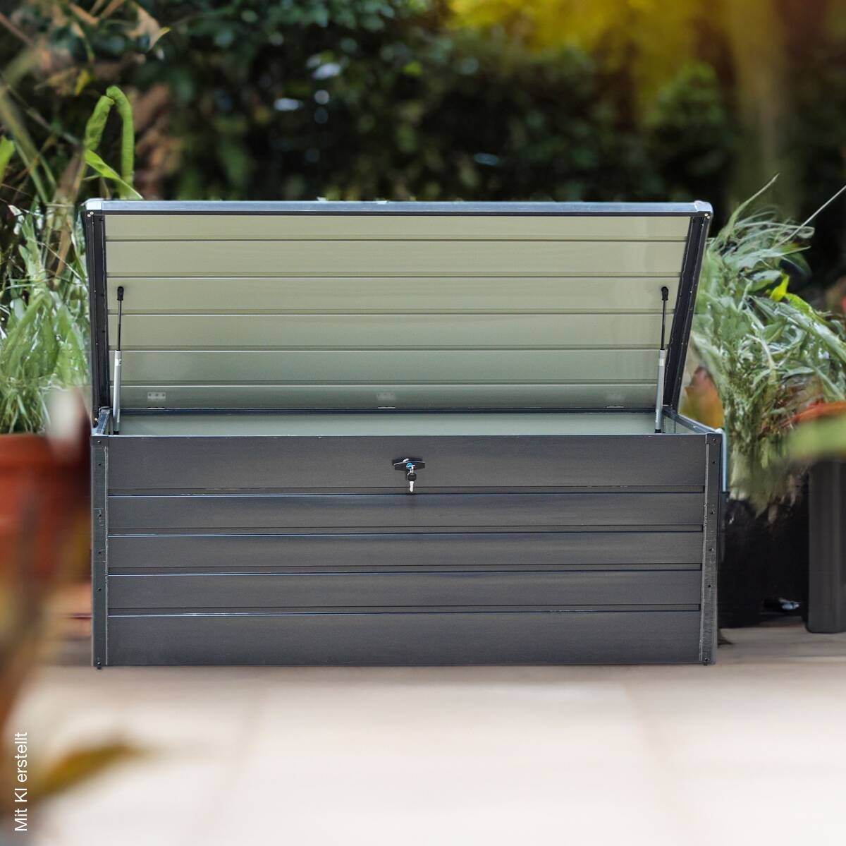 HI Auflagebox 710l schwarz Metall B/H/T: ca. 165x70x62 cm