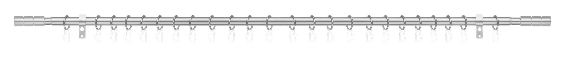 LICHTBLICK Gardinenstange Zylinder Edelstahloptik Metall D: ca. 2 cm ausziehbar von ca. 130 bis 240 cm 1.0 Läufe