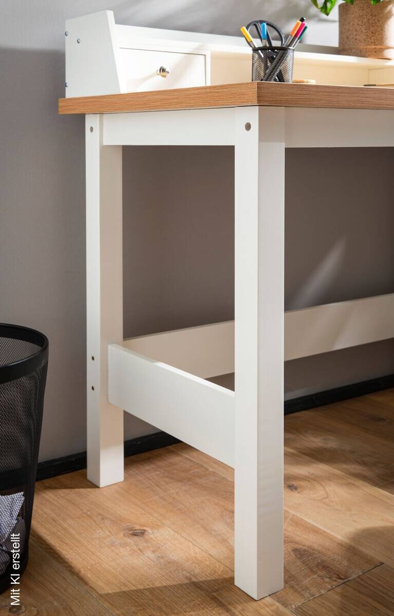 Schreibtisch weiß Eiche weiß Optik B/H/T: ca. 106x90x53 cm