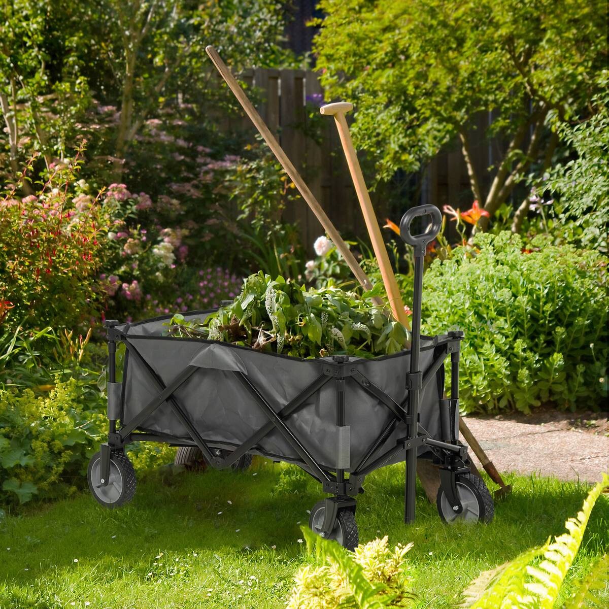 Outsunny Bollerwagen dunkelgrau B/H/L: ca. 55x93x108 cm