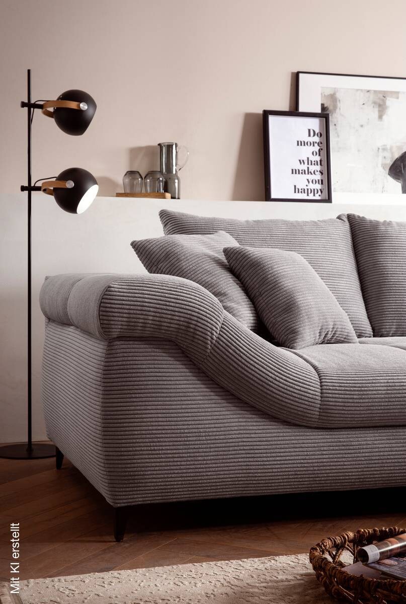 Ecksofa grau Microfaser B/H/T: ca. 332x96x227 cm