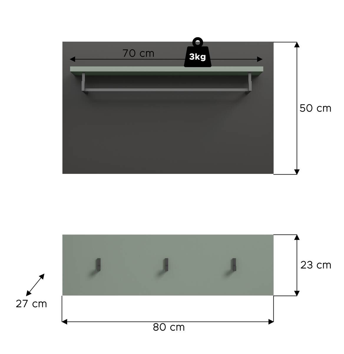 Paneel Canu grün basaltgrau Nachbildung B/H/T: ca. 73x80x27 cm