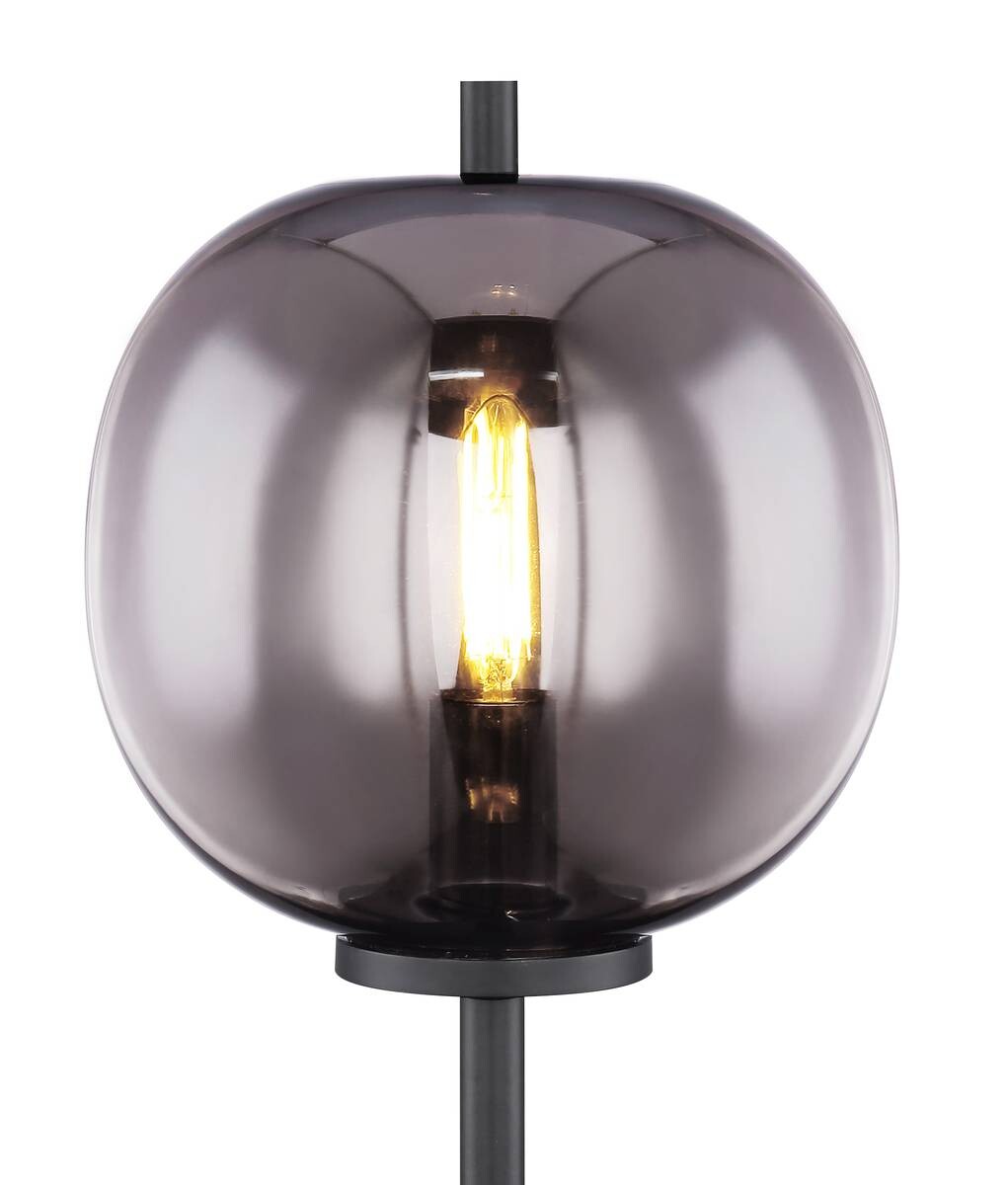 GLOBO Tischleuchte Blacky schwarz Glas Metall H/D: ca. 45x18,5 cm E27 1 Brennstellen