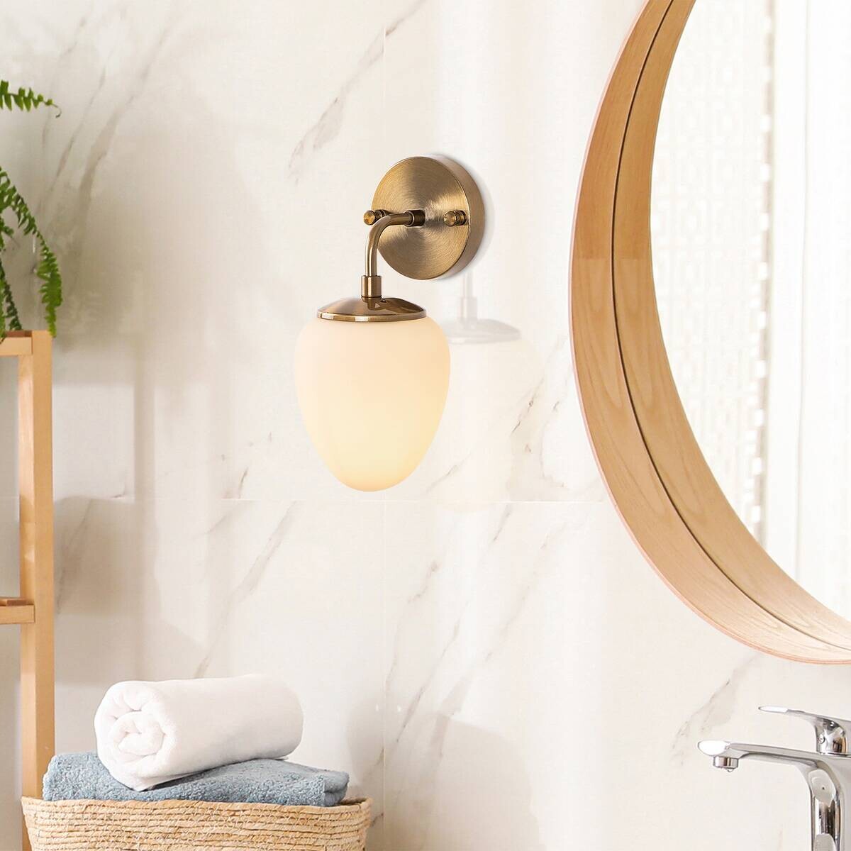 Opviq Wandleuchte Metall Glas B/H/L: ca. 16x28x12 cm E14 1 Brennstellen