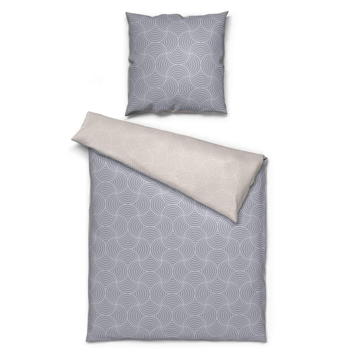 Baumwoll Bettwäsche Renforce grau beige 100% Baumwolle B/L: ca. 135x200 cm