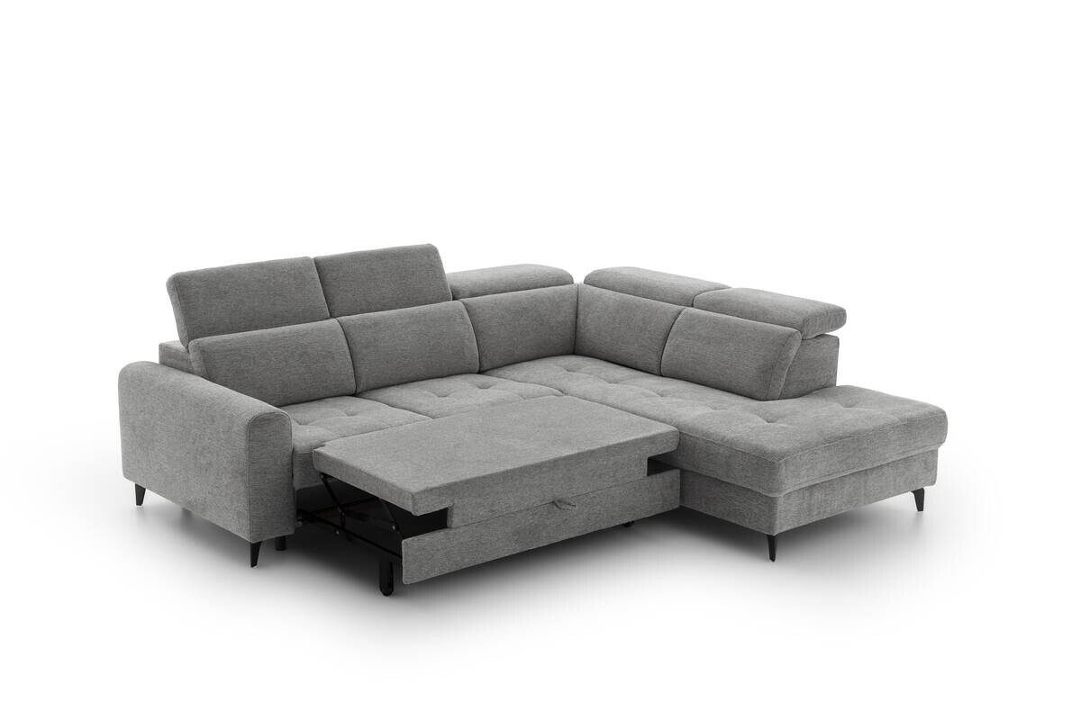 Ecksofa mit Bettfunktion grau Flachgewebe B/H/T: ca. 258x96x221 cm