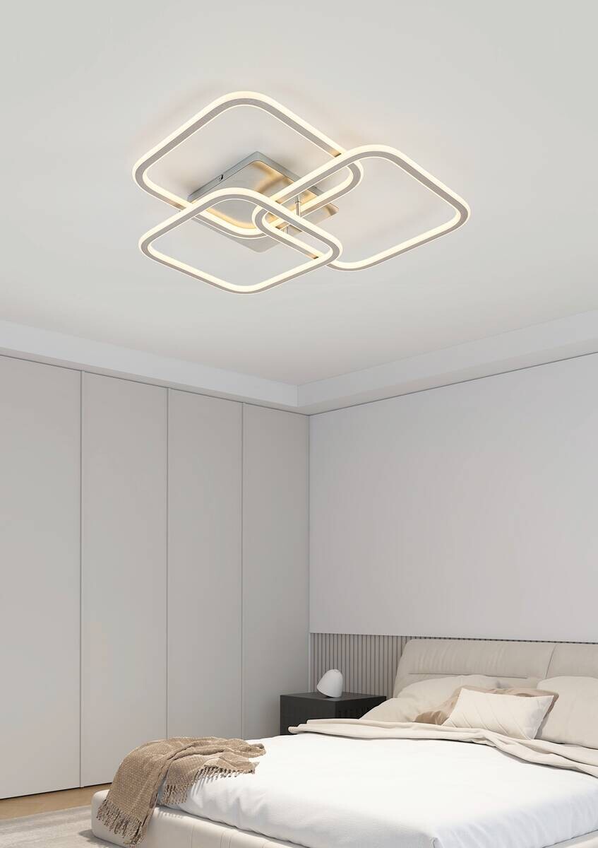 Nolo LED-Deckenleuchte Thrice nickel Satiniert Alu B/H/L: ca. 54x10x58 cm