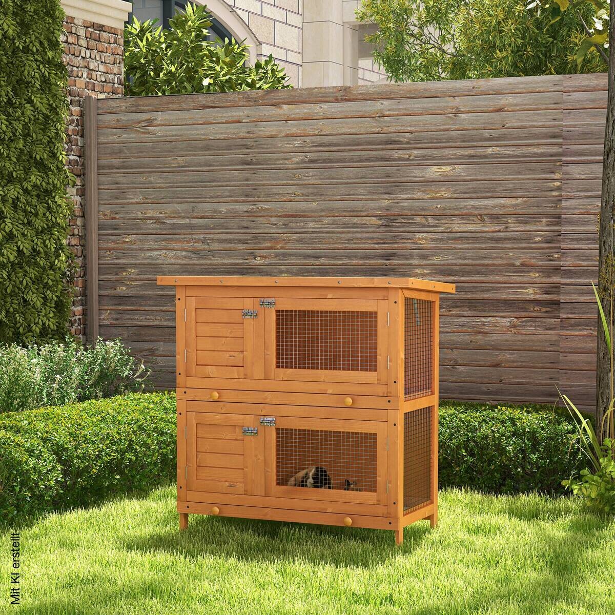 PawHut Kleintierstall grün Holz B/H/L: ca. 45x90x90 cm