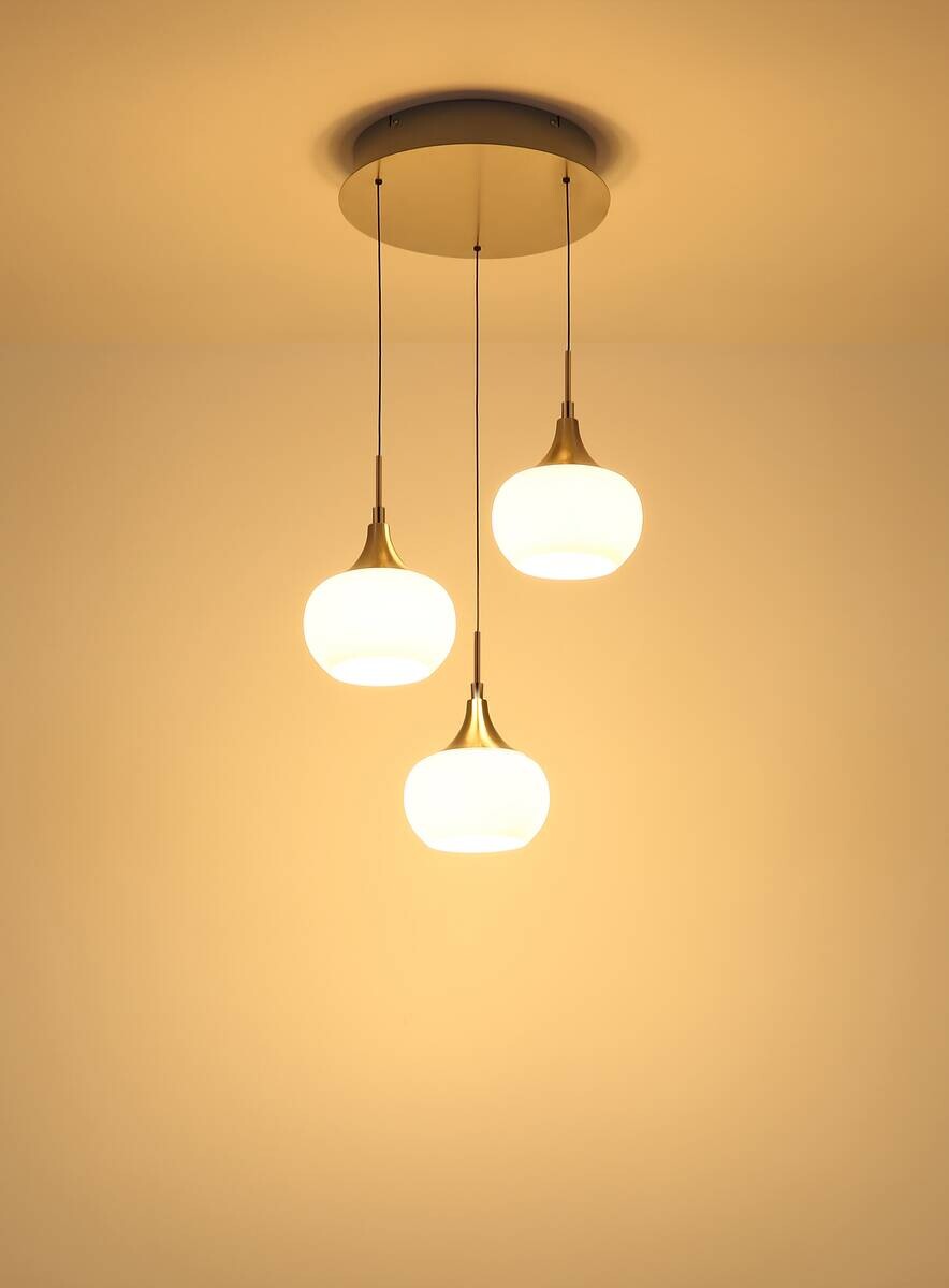 GLOBO LED-Pendelleuchte Opal nickel Metall Glas H/T: ca. 150x37 cm 1 Brennstellen