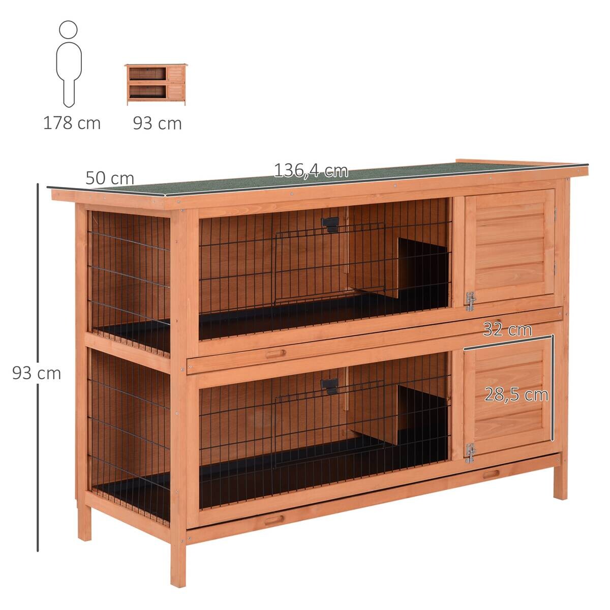 PawHut Kleintierstall orange Holz B/H/L: ca. 50x93x136,4 cm