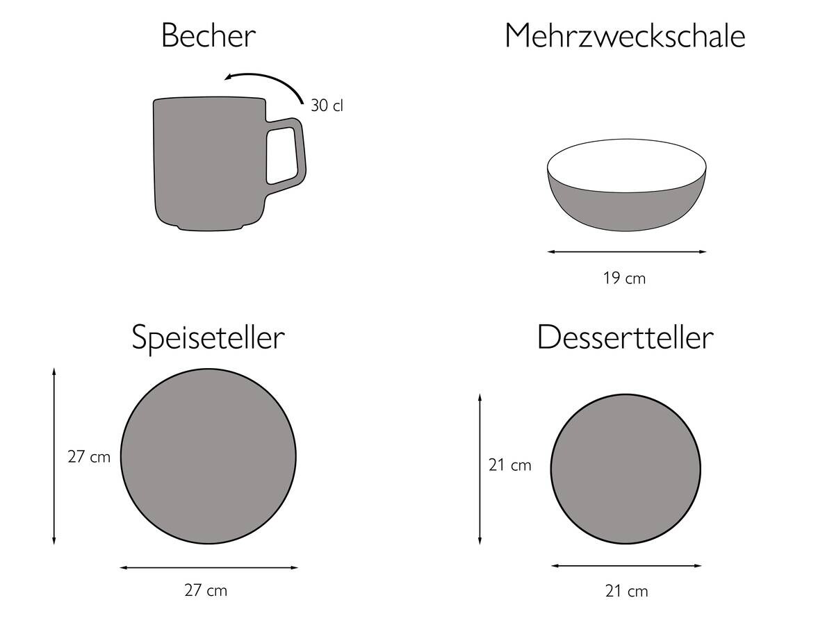 CreaTable Kombiservice Fashion multicolor Keramik 16 tlg.