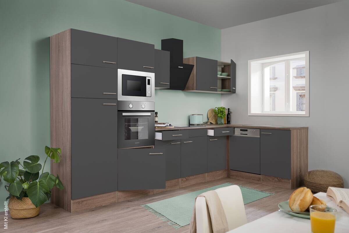 Respekta Winkelküche KBL340EYGMISGKE grau B/H/T: ca. 340x205x172 cm
