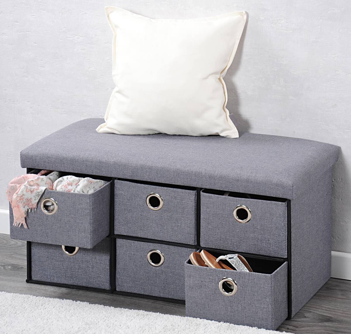 Kesper Sitzbank grau B/H/L: ca. 38x38x76 cm