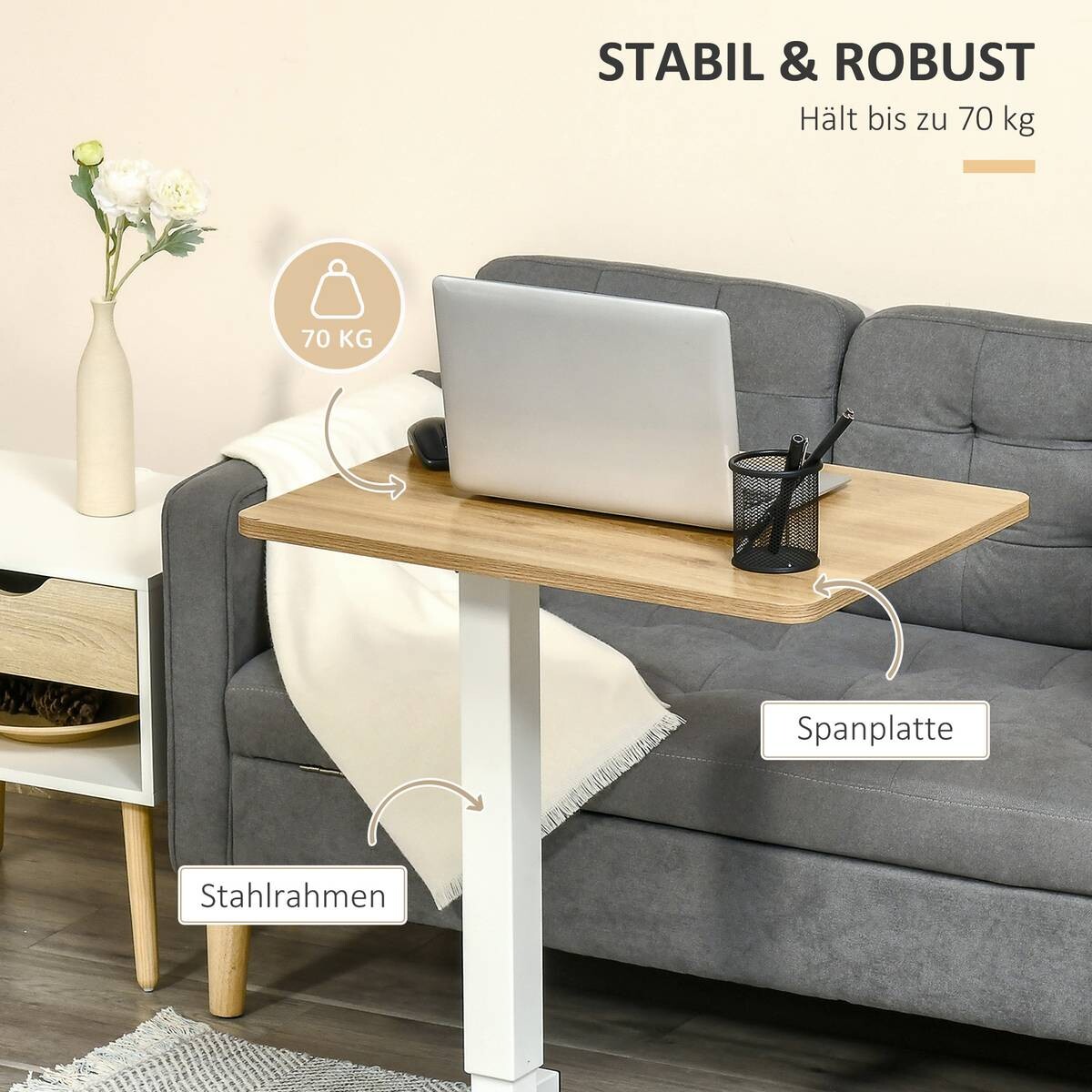 Schreibtisch 920-080 natur Holz Nachbildung weiß B/H/T: ca. 65x110x48 cm