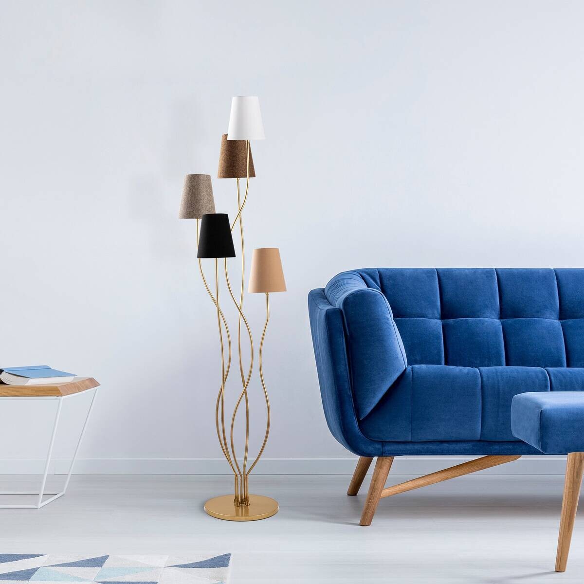 Opviq Stehleuchte mehrfarbig Metall B/H/T/L/D: ca. 44x160x44x44x44 cm E14 5 Brennstellen