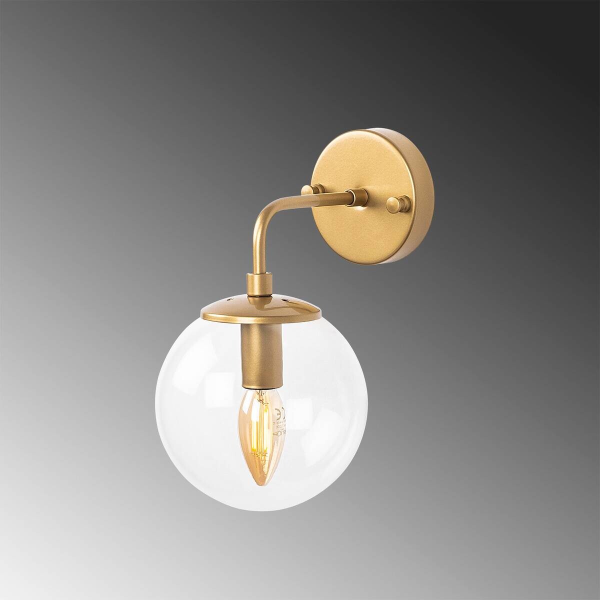 Opviq Wandleuchte gold Metall Glas B/H/L: ca. 21x27x15 cm E14 1 Brennstellen