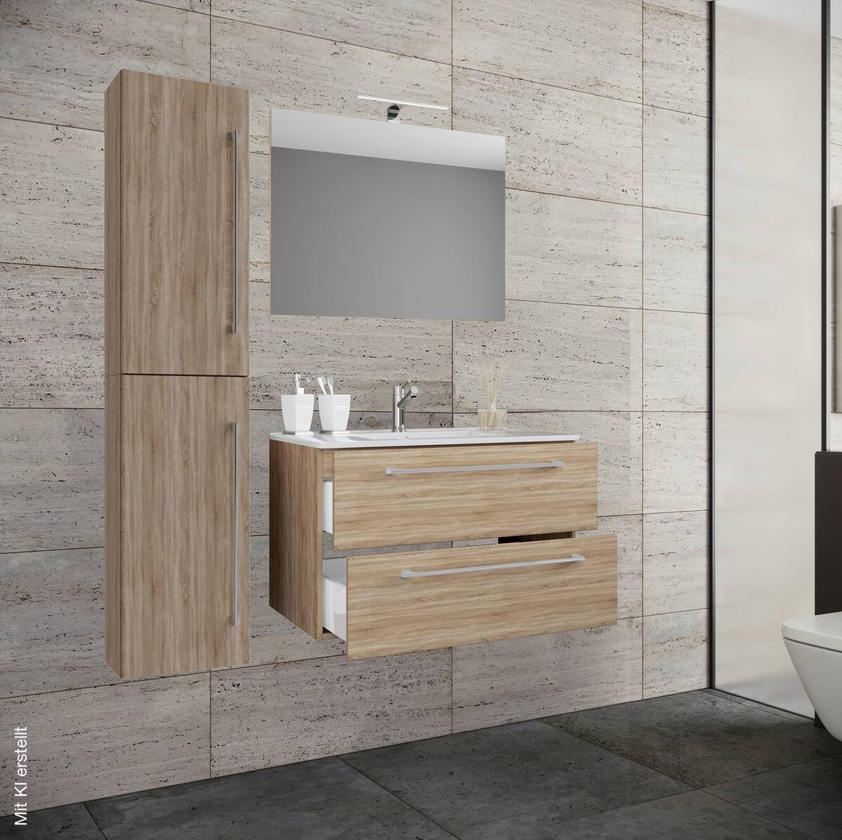 Waschplatz 4tlg-Badinos Eiche Sonoma Nachbildung B/H/T: ca. 61x51,6x46,4 cm