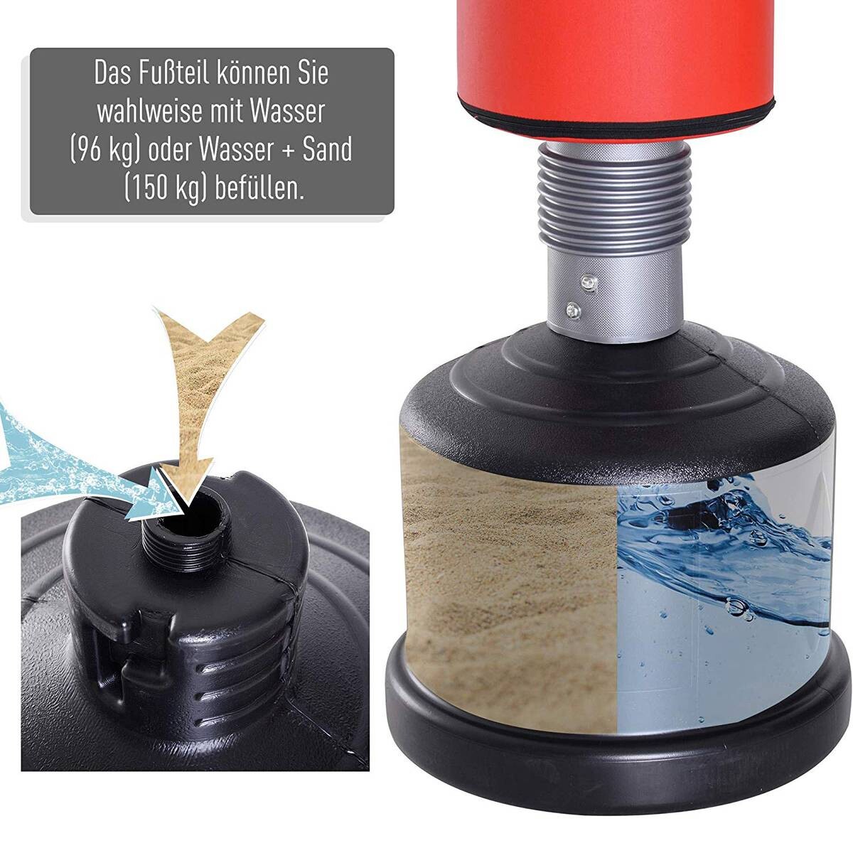 HOMCOM Standboxsack schwarz Kunstleder H/D: ca. 185x56 cm