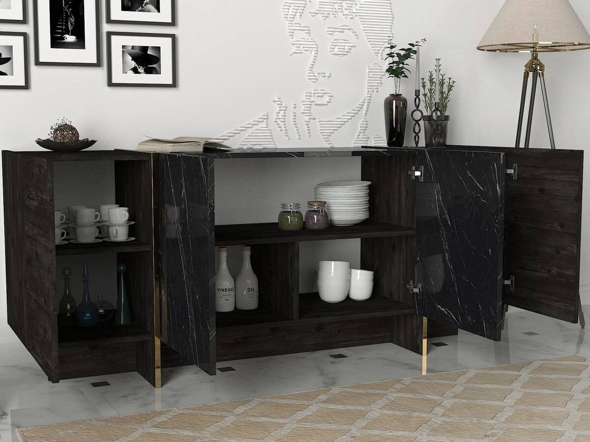 Sideboard Rebab Rebab braun dunkelgrau Marmoroptik B/H/T: ca. 180x75,5x46,6 cm