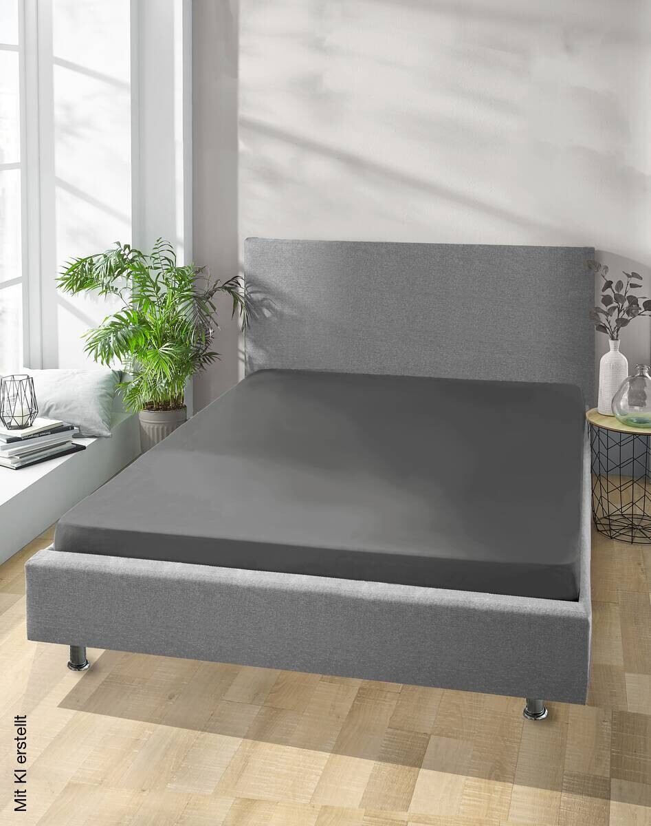 Jersey Spannbetttuch Graphit Baumwolle B/H/L: ca. 150x28x200 cm