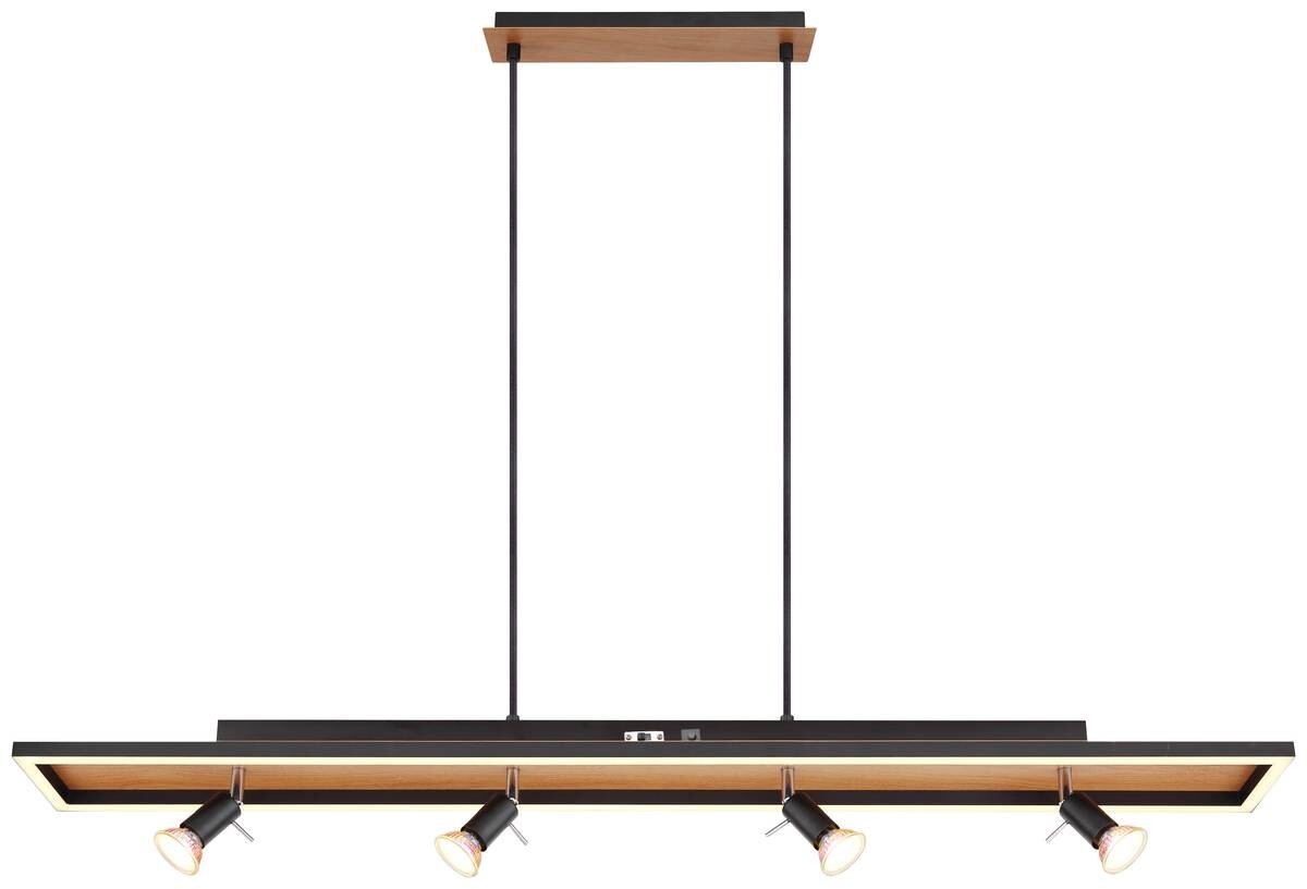 GLOBO Pendelleuchte 57034-4H Ida schwarz Opal Metall Kunststoff B/H/T: ca. 116x120x12 cm null 5 Brennstellen