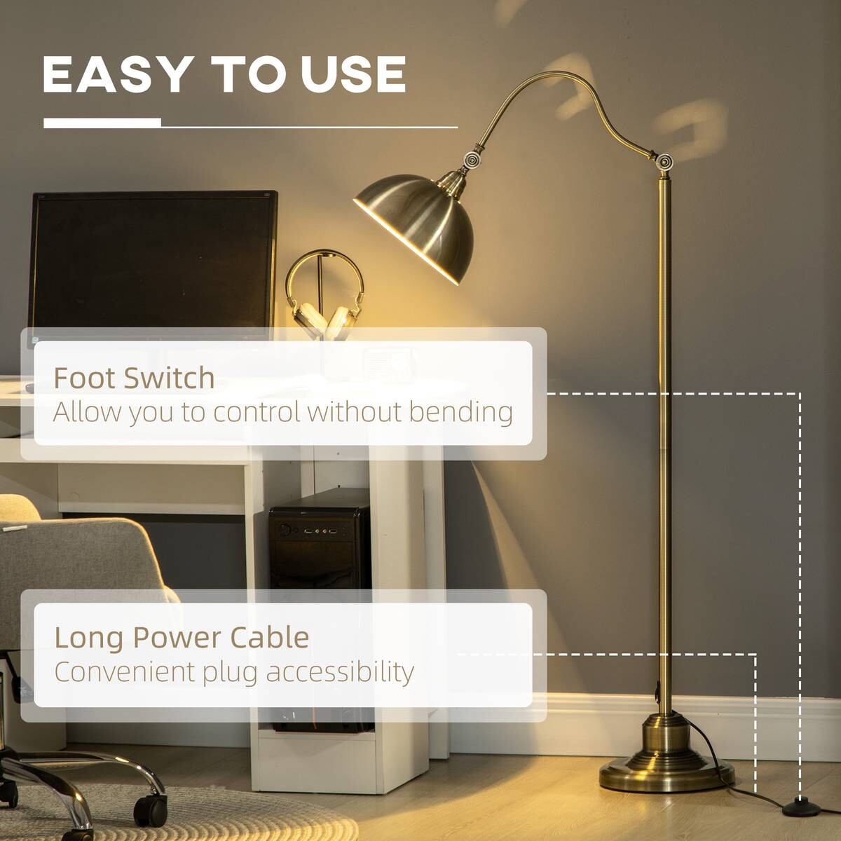 HOMCOM Stehleuchte bronze Metall B/H/T: ca. 25,5x152x42 cm
