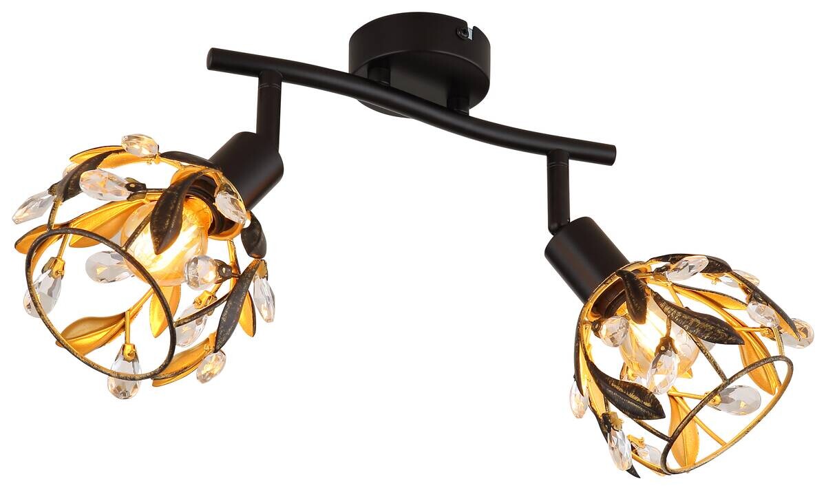 GLOBO Spot MIKA 15759-2 gold schwarz Metall B/H/L: ca. 12x15,5x25 cm E14 2 Brennstellen
