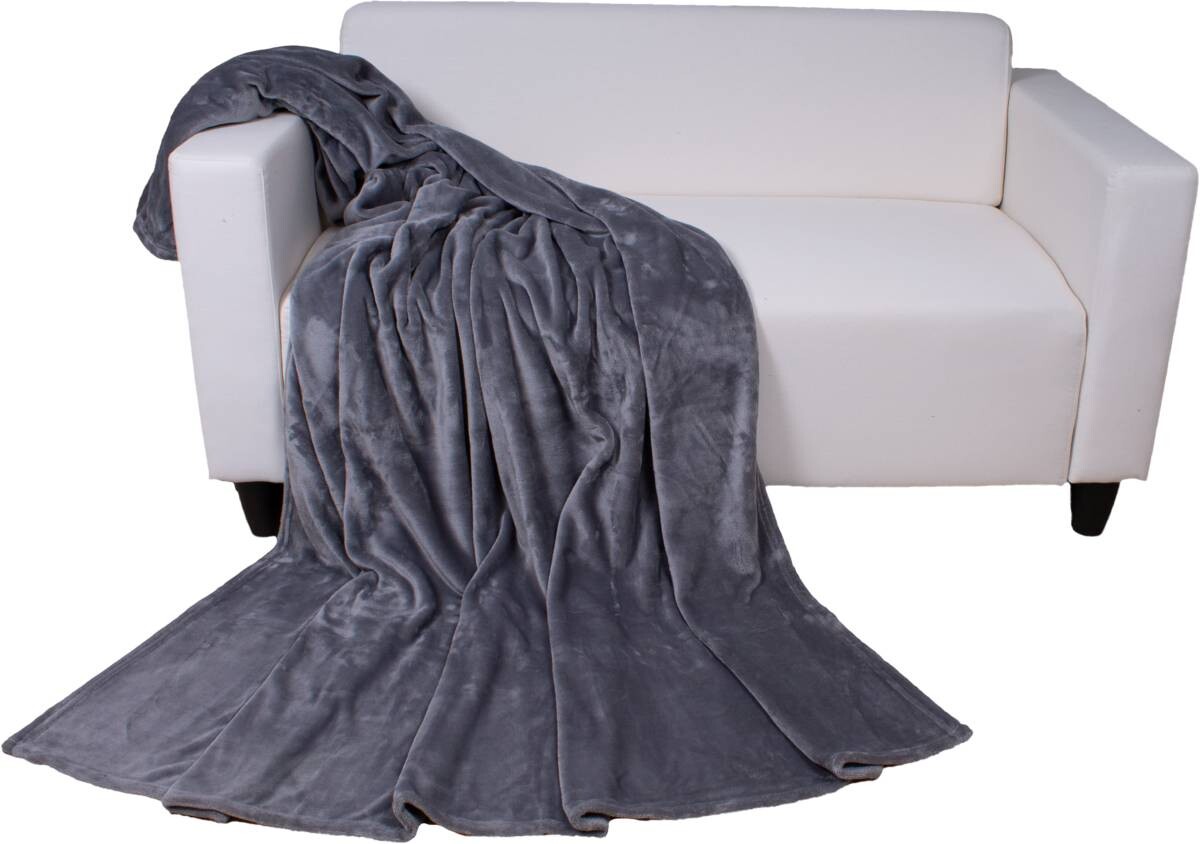 Flanelldecke grau Polyester B/L: ca. 160x220 cm