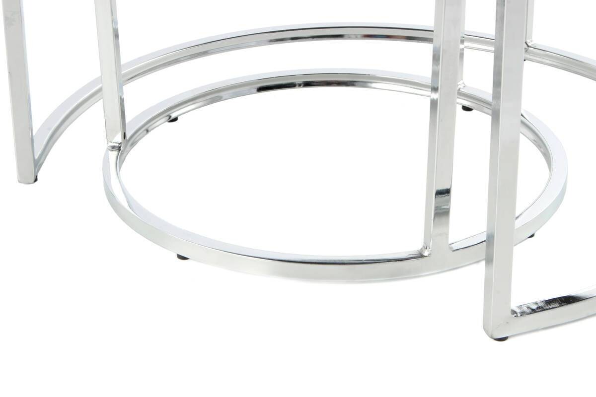 360 Living Hocker Becky 800 2er grau silber Samt Metall H/D: ca. 41x60 cm