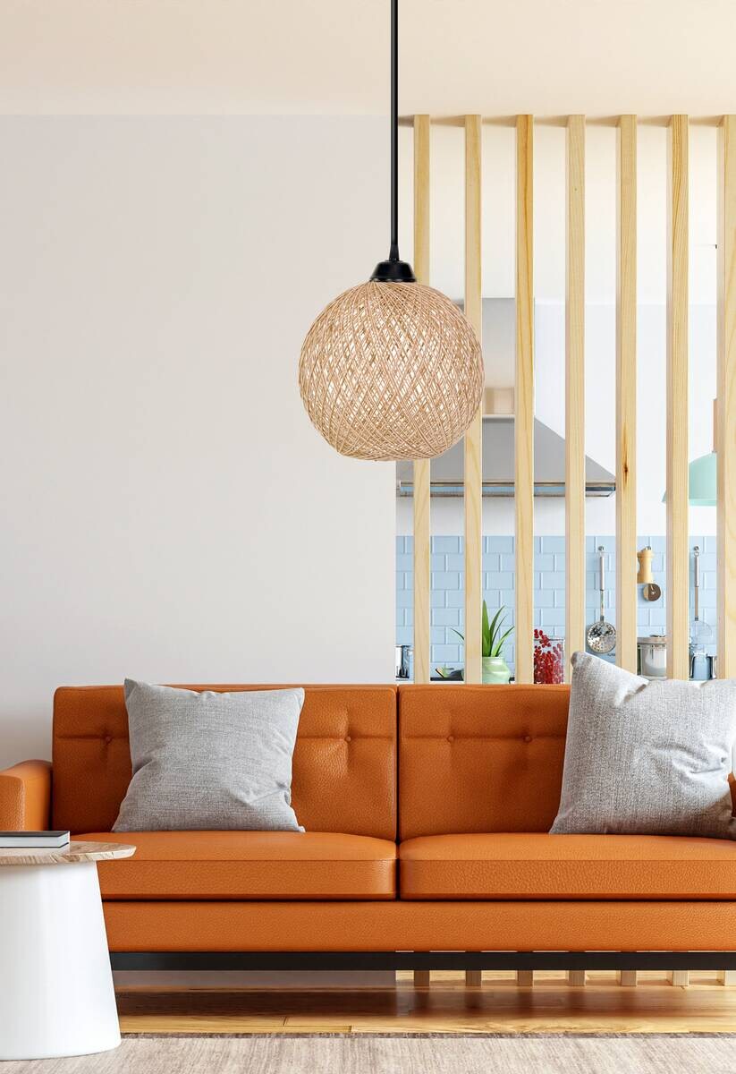 Opviq Pendelleuchte weiß braun B/H/T/L: ca. 22x55x24x22 cm E27 1 Brennstellen