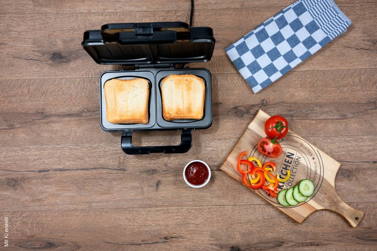 Sandwichtoaster silber schwarz B/H/L: ca. 12x26,5x31,5 cm