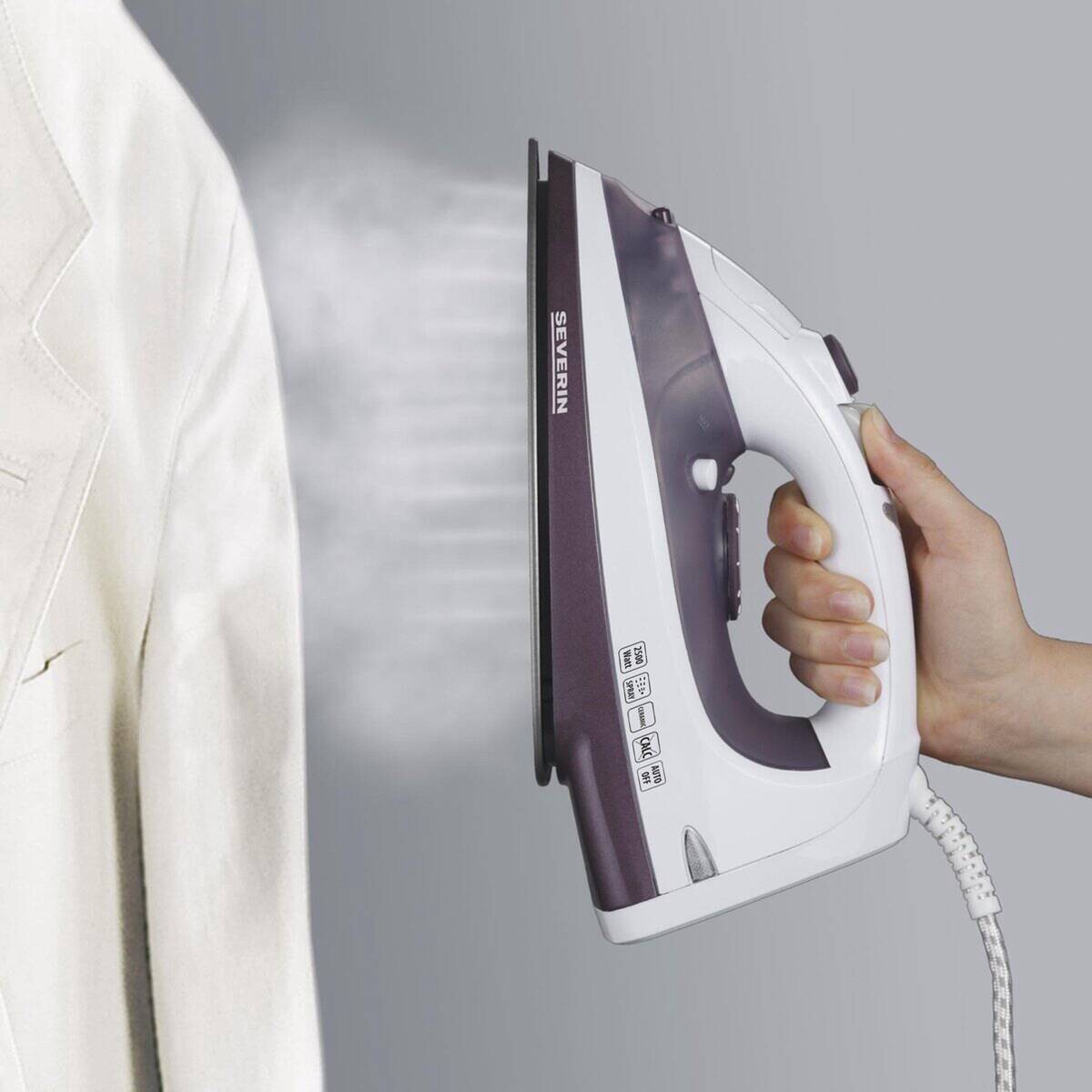 Severin Dampfbügelautomat lila weiß B/H/L: ca. 13,5x17x32 cm