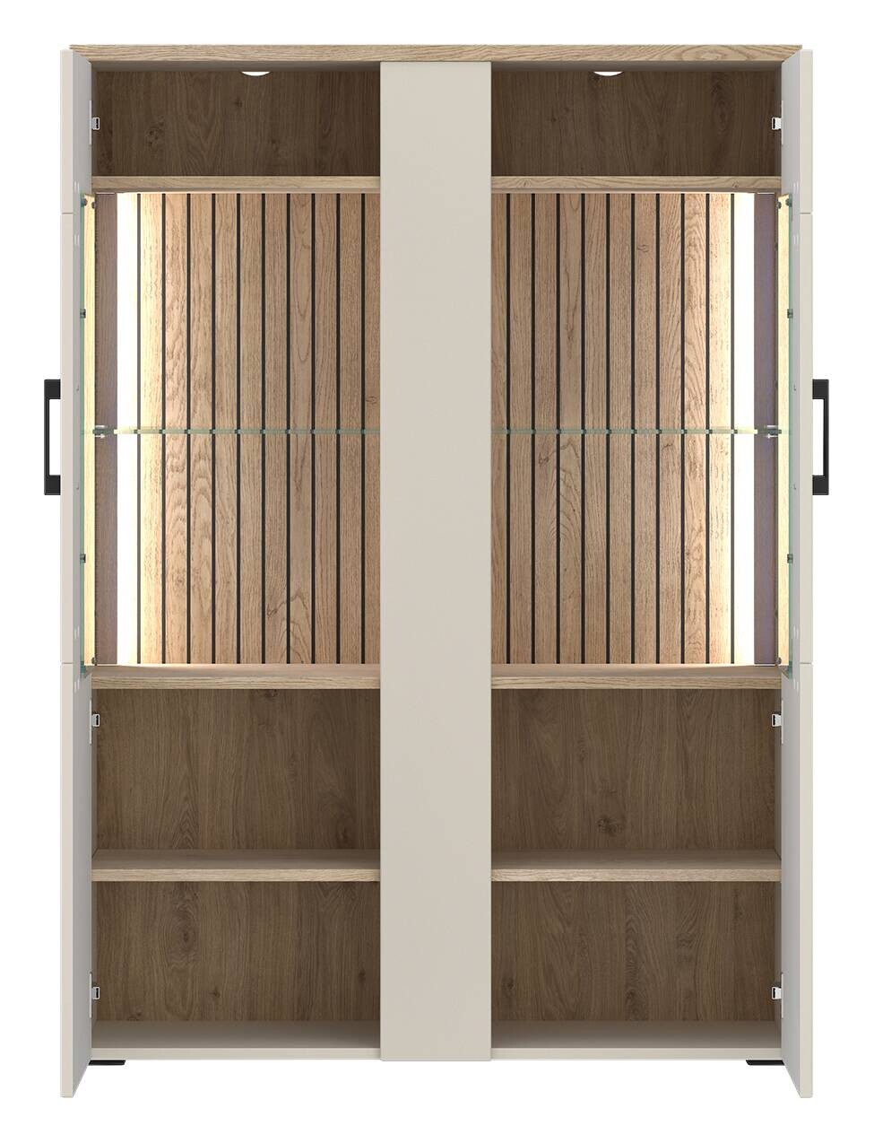 Highboardvitrine Cashmere Eiche Nachbildung Spanplatte B/H/T: ca. 99x138x35 cm