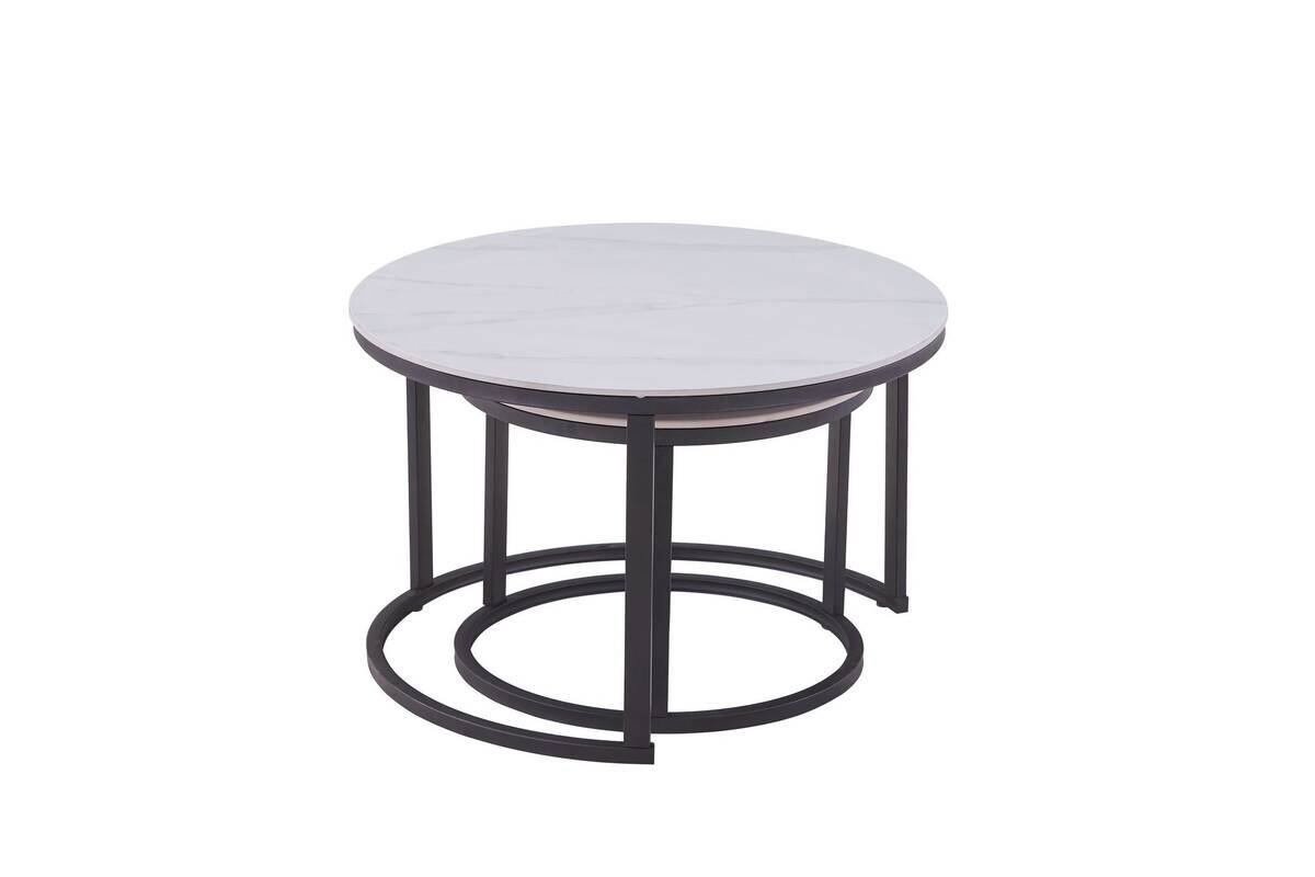 Couchtisch C680W-Couple weiß schwarz B/H: ca. 70x45 cm