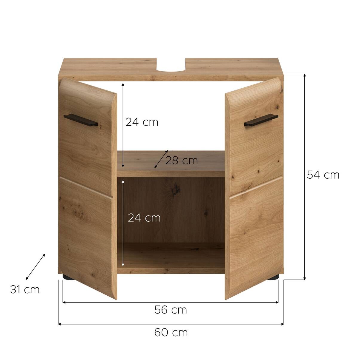 Waschbeckenunterschrank Ice Artisan Oak Nachbildung B/H/T: ca. 60x54x30 cm