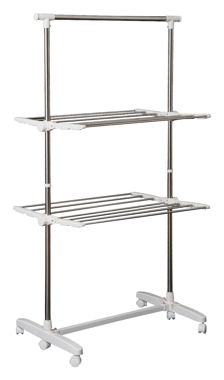 HOMCOM Turmwäscheständer silber Edelstahl H/T/L: ca. 154x62x136 cm