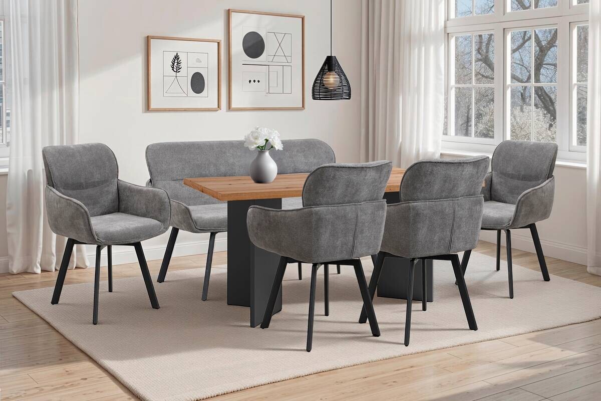 Tisch MARTEN Eiche anthrazit B/H/T: ca. 160x90x75,5 cm