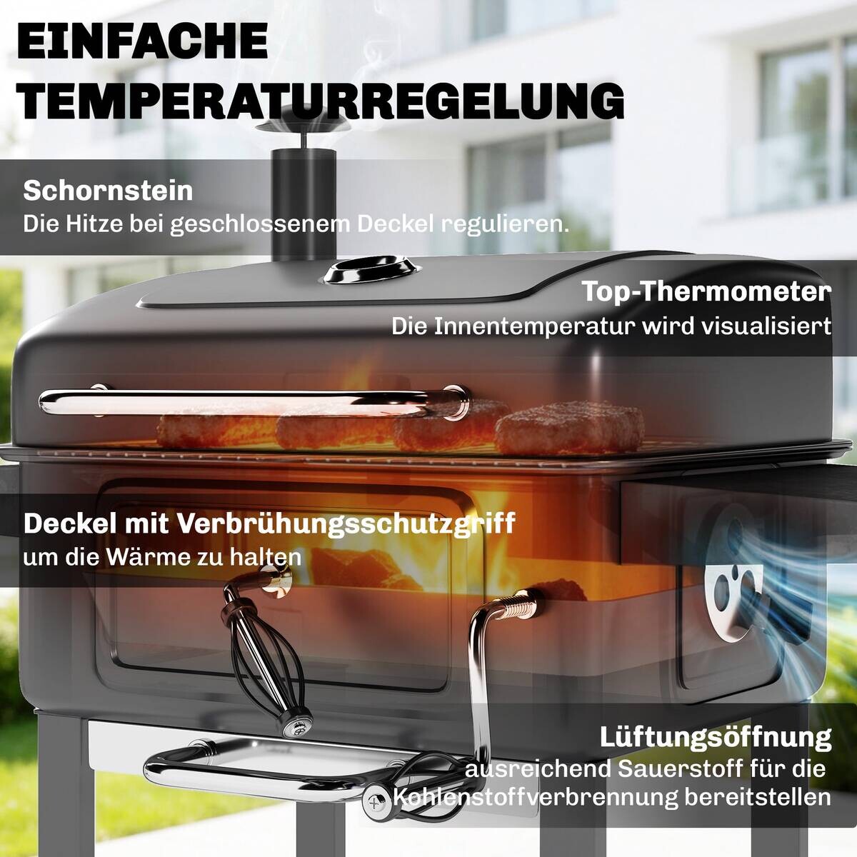 Outsunny Grill Metall B/H/L: ca. 65x115x112 cm
