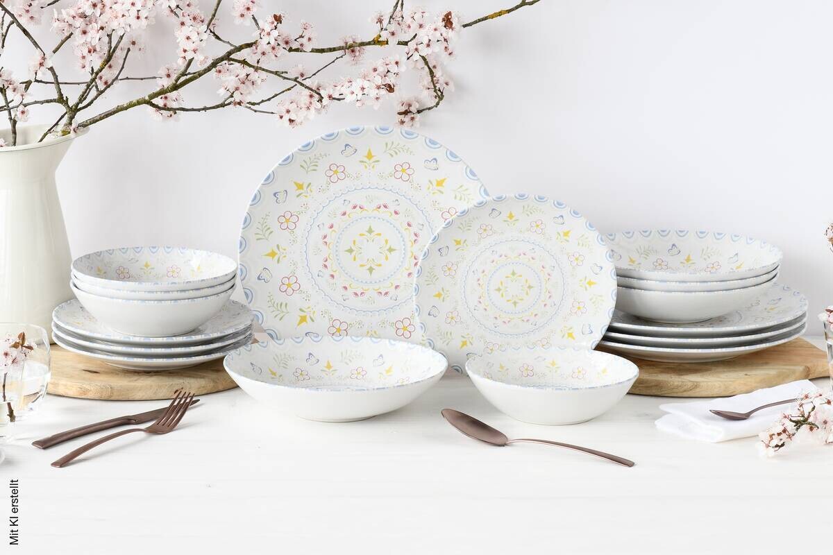 CreaTable Kombiservice Primavera pastell Steinzeug 16 tlg.