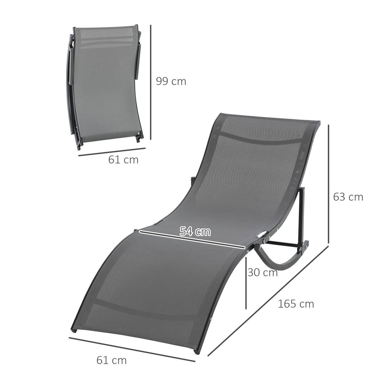 Outsunny Gartenliege 2er Set dunkelgrau Aluminium B/H/L: ca. 61x63x165 cm