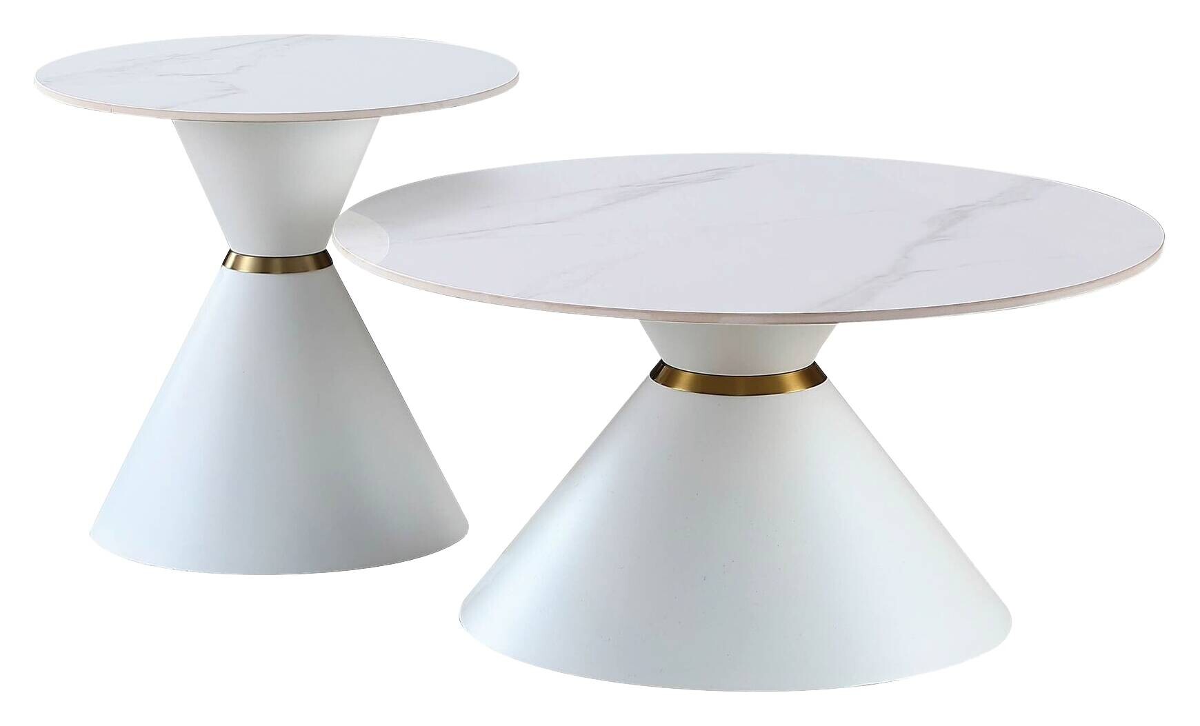 Couchtisch C222W-Twin weiß gold B/H: ca. 80x40 cm