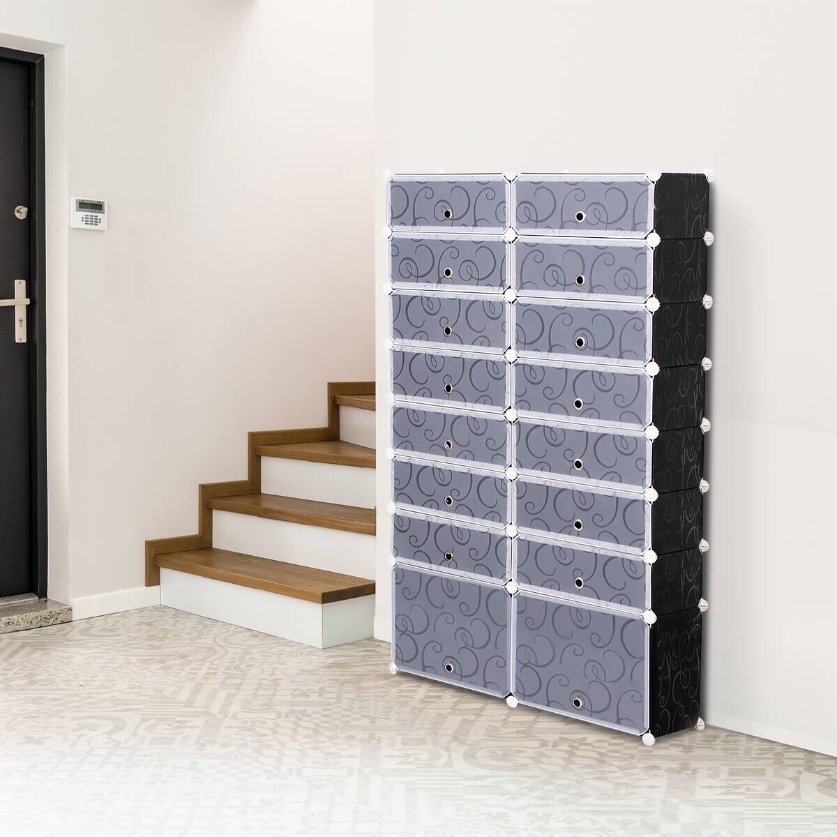 HOMCOM Schuhregal schwarz Metall B/H/L: ca. 37x95x160 cm