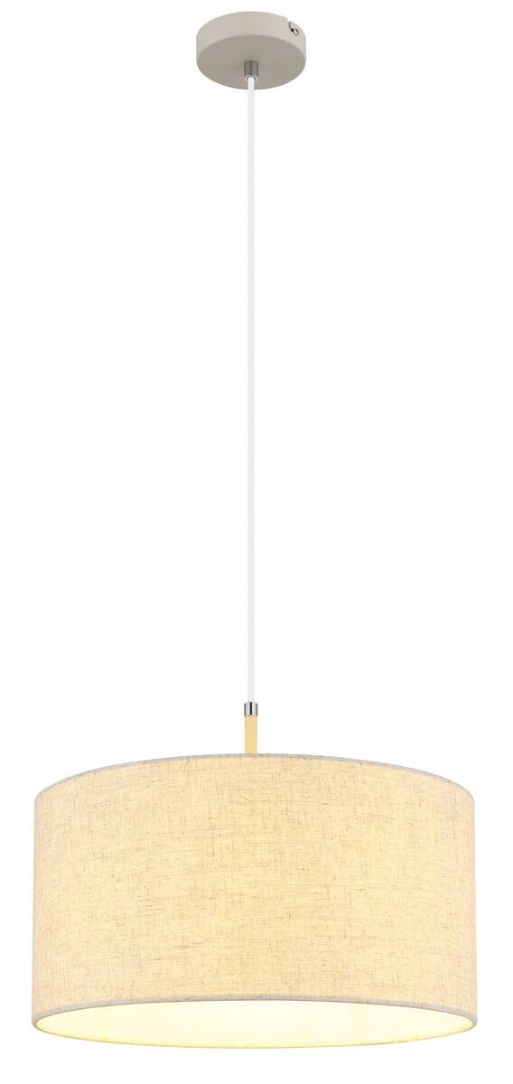 Pendelleuchte sand Metall Textil H/D: ca. 120x40 cm E27 1 Brennstellen